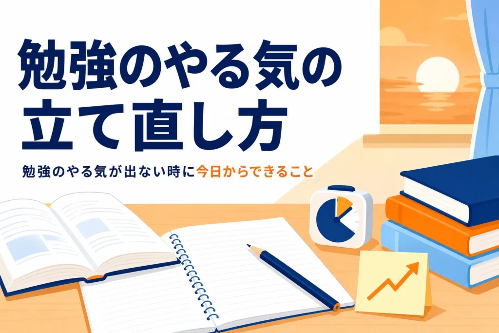 勉強のやる気が出ない時に中高生が今日からできる立て直し方を紹介する記事のアイキャッチ