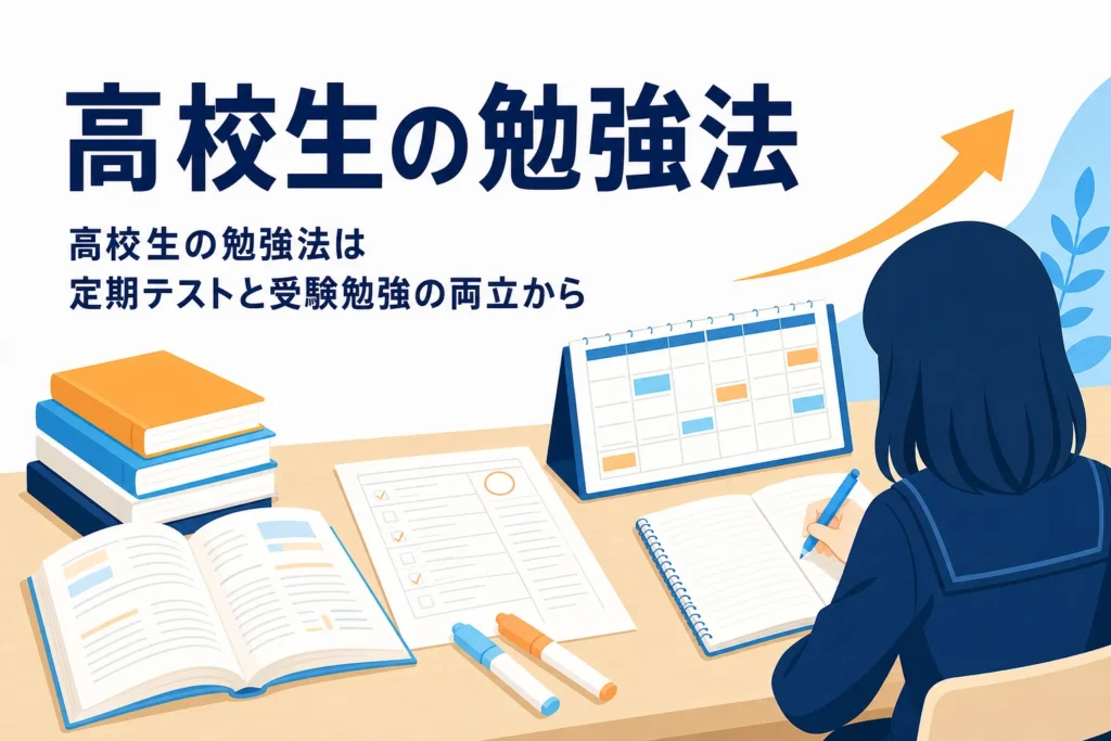 高校生の勉強法を、定期テストと受験勉強を両立する進め方から紹介する記事のアイキャッチ