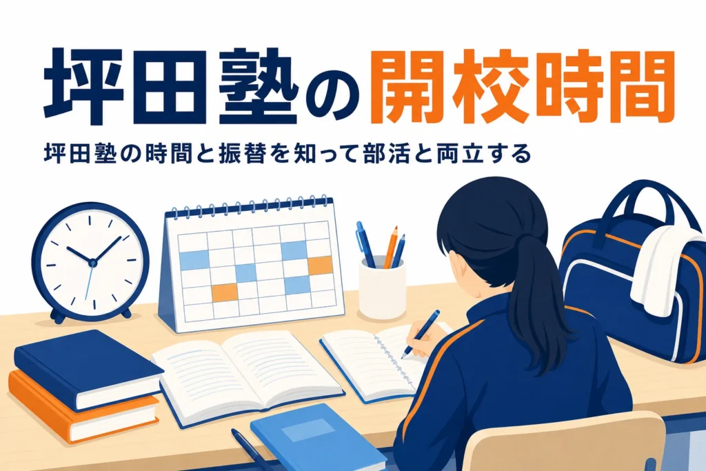 坪田塾の開校時間と曜日の選び方、振替のしくみを紹介する記事のアイキャッチ