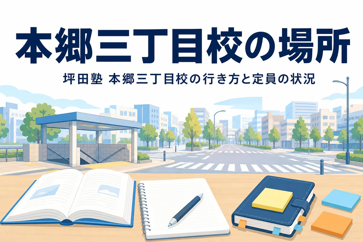 坪田塾 本郷三丁目校の場所と2つの路線からの行き方、定員の状況を紹介する記事のアイキャッチ