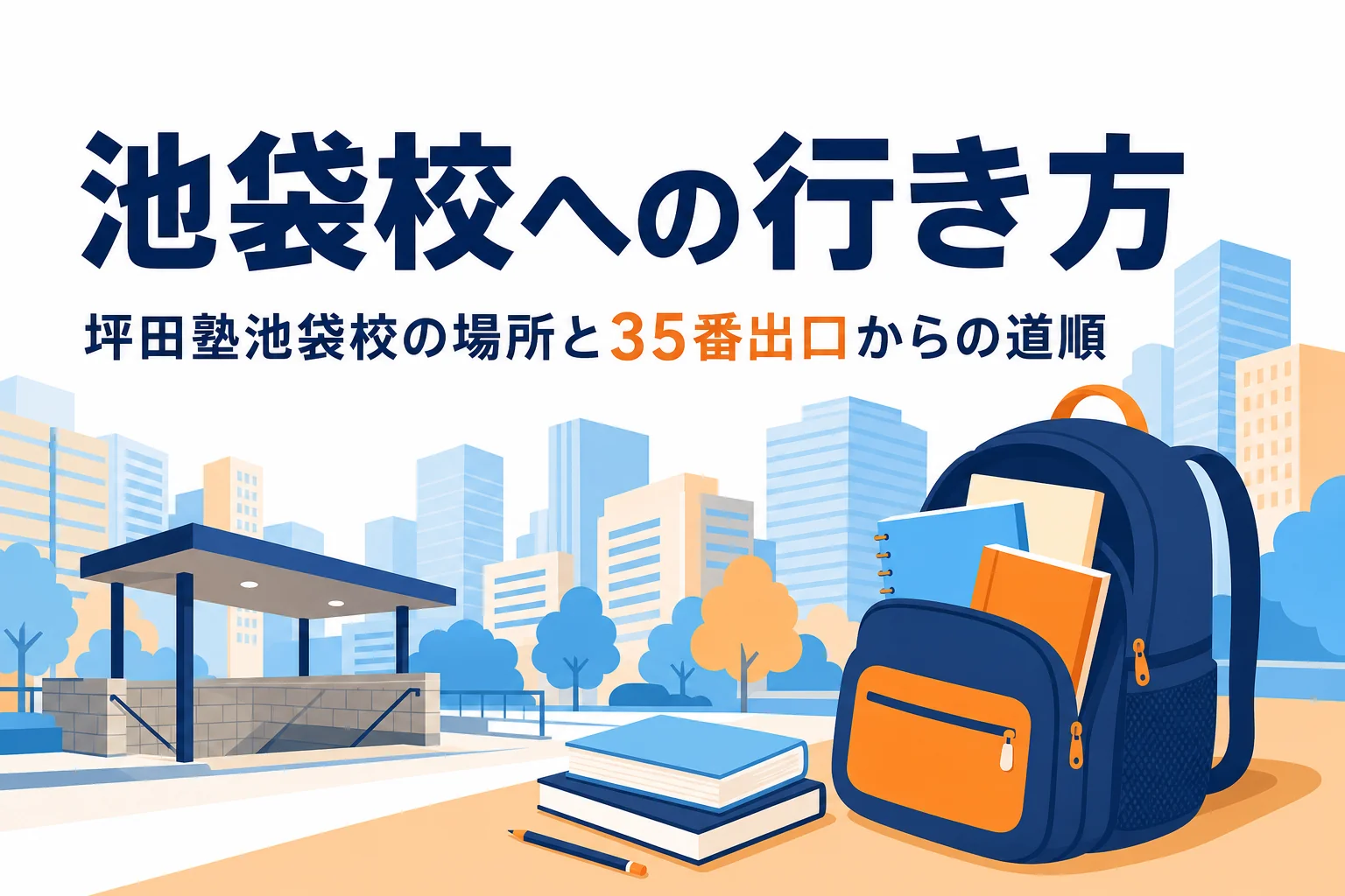 坪田塾池袋校の場所と池袋駅35番出口からの行き方を紹介する記事のアイキャッチ
