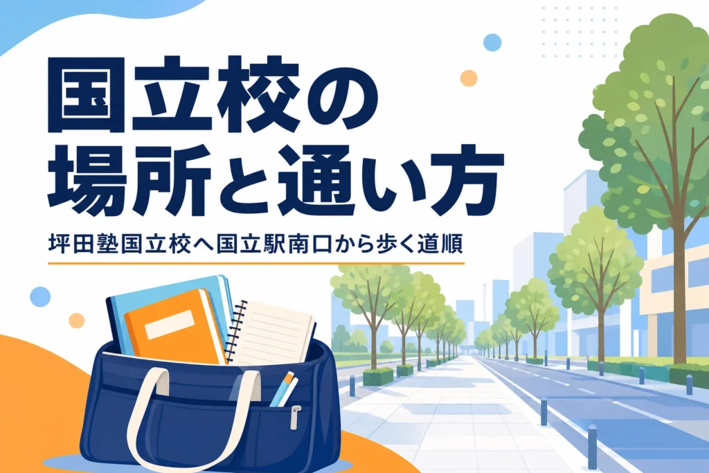 坪田塾国立校の場所と国立駅南口からの通い方を紹介する記事のアイキャッチ