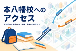 坪田塾本八幡校へのJR・都営新宿線・京成線からの行き方を紹介する記事のアイキャッチ