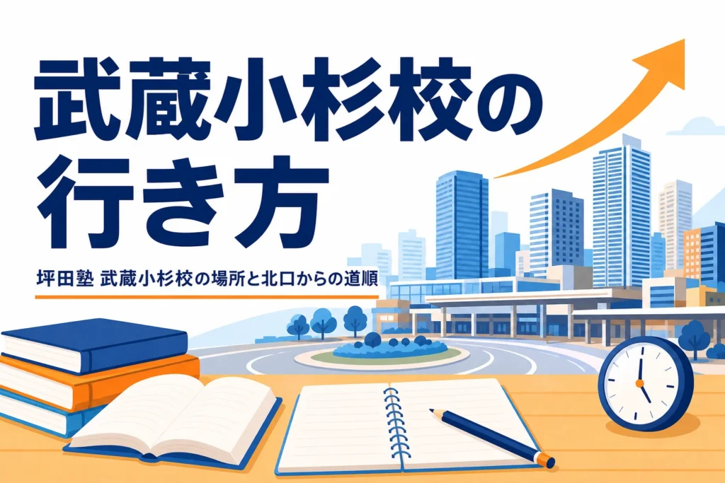 坪田塾 武蔵小杉校の場所と武蔵小杉駅北口からの行き方を紹介する記事のアイキャッチ