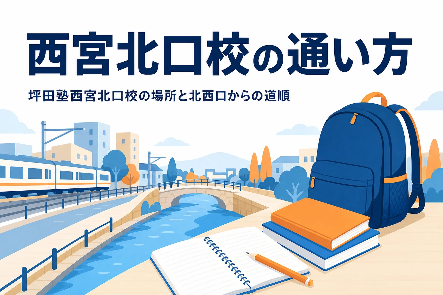 坪田塾西宮北口校の場所と西宮北口駅からの通い方を紹介する記事のアイキャッチ