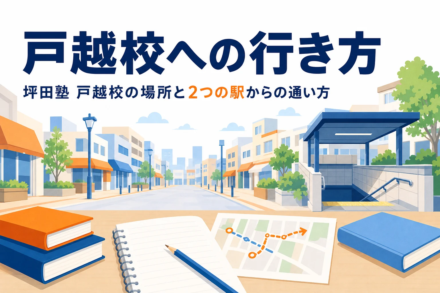 坪田塾 戸越校の場所と戸越駅・戸越銀座駅からの行き方を紹介する記事のアイキャッチ