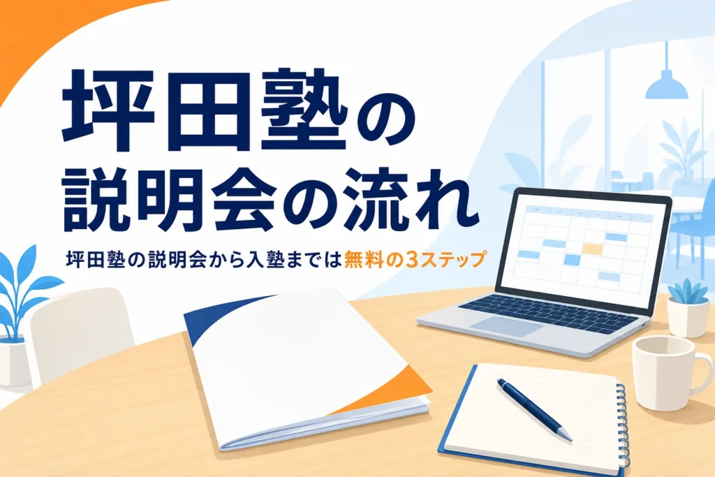 坪田塾の説明会・無料診断会・学習相談から入塾までの流れを紹介する記事のアイキャッチ
