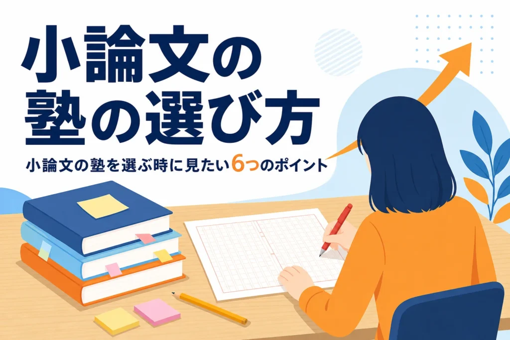 小論文の塾の選び方と見たい6つのポイントを紹介する記事のアイキャッチ